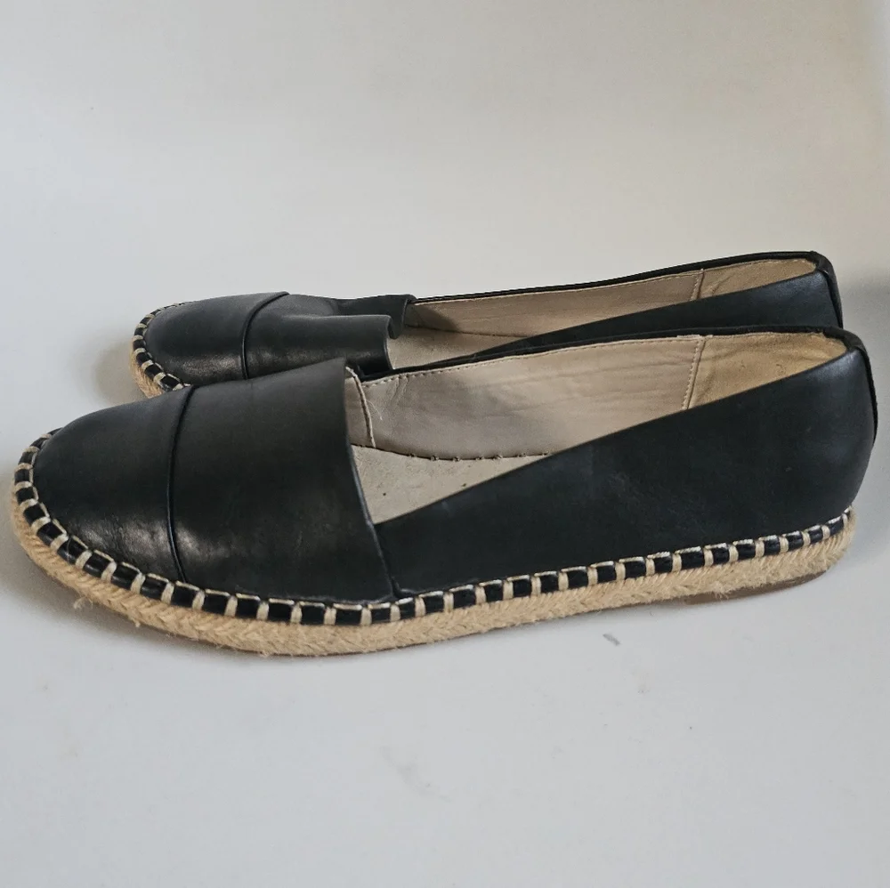☆ ALDO Black Leather Espadrille Slip Ons